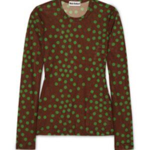 Molly Goddard Freddie Mesh Polka Dot Top